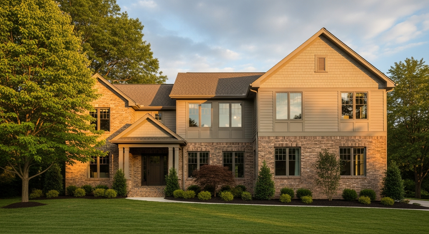 Finished home addition on a Summit County craftsman home — new gable roofline, large windows, seamlessly blended siding — AK Renovations Ohio