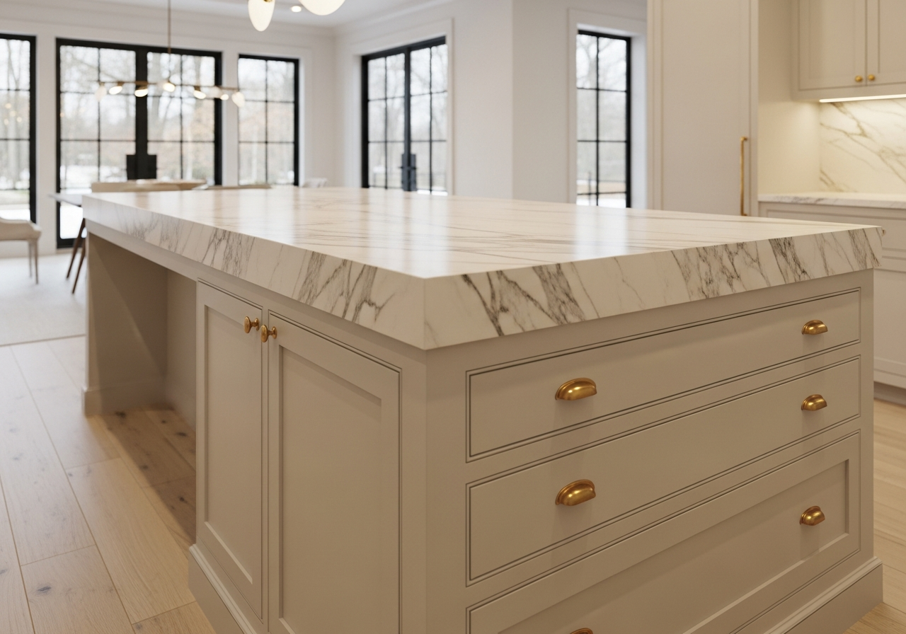 Kitchen island installation in progress during a Summit County renovation project